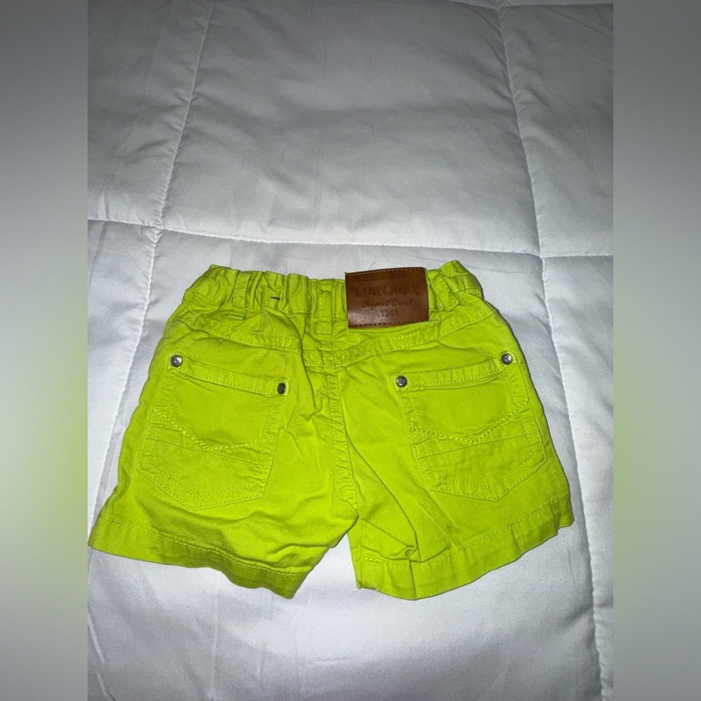 Mayoral Bright Lime Green Elastic Waist Shorts - Picture 2 of 4